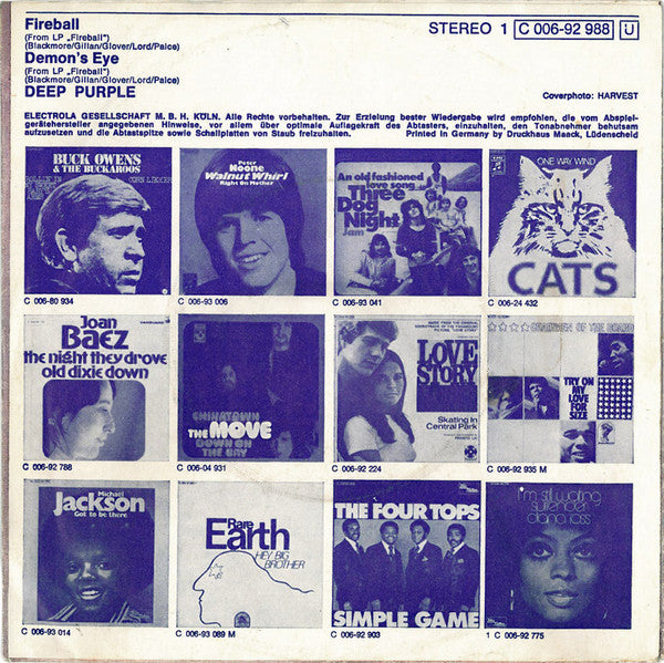 Deep Purple : Fireball  (7", Single)