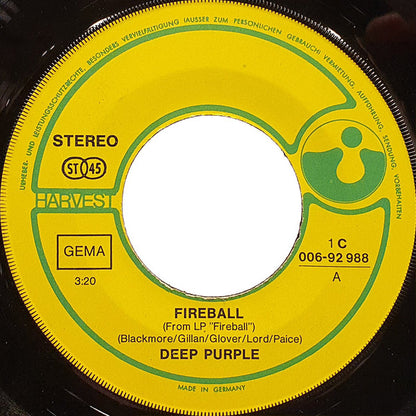Deep Purple : Fireball  (7", Single)