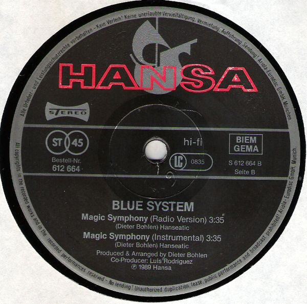 Blue System : Magic Symphony (12", Maxi)
