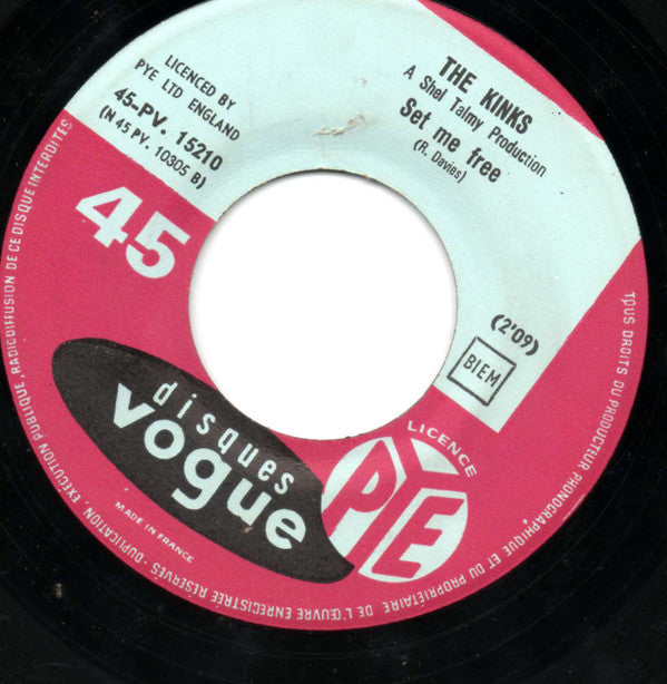 The Kinks : I Need You / Set Me Free (7", Single)