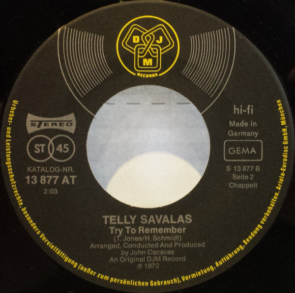 Telly Savalas : Look Around You / Try To Remember (7")
