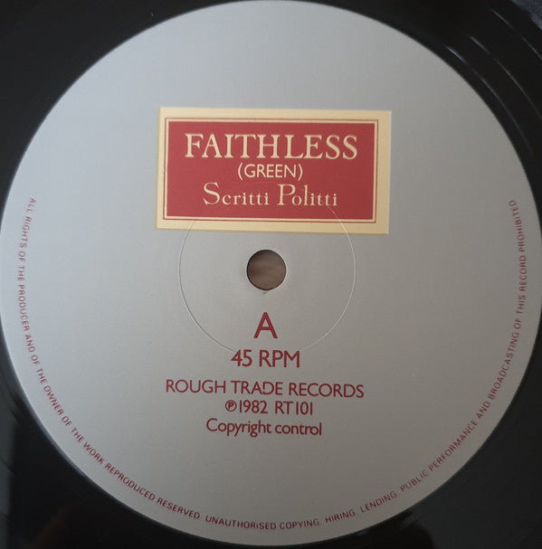 Scritti Politti : Faithless (Triple-Hep N'Blue) (12", Single)