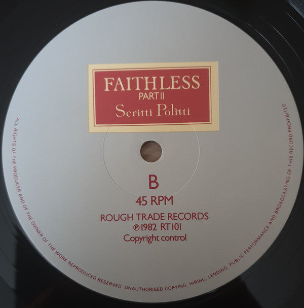 Scritti Politti : Faithless (Triple-Hep N'Blue) (12", Single)