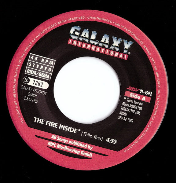 Songs For Teresa : The Fire Inside (7", Single)