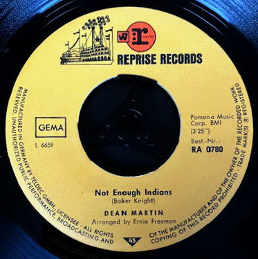 Dean Martin : Not Enough Indians / Rainbows Are Back In Style (7", Single, Mono)