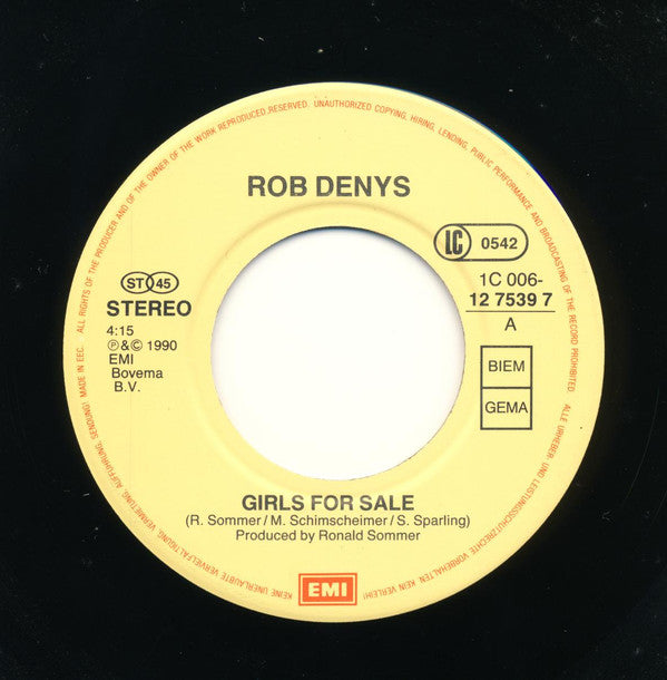 Rob Denys* : Girls For Sale (7", Single)