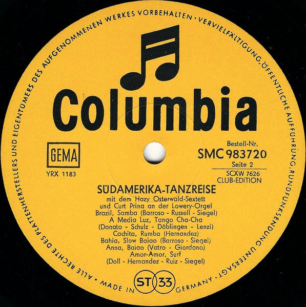 Hazy Osterwald Sextett Und Curt Prina : Südamerika Tanzreise (LP, Album, Club)