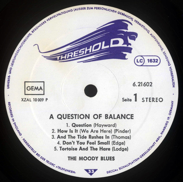 The Moody Blues : A Question Of Balance (LP, Album, RE)