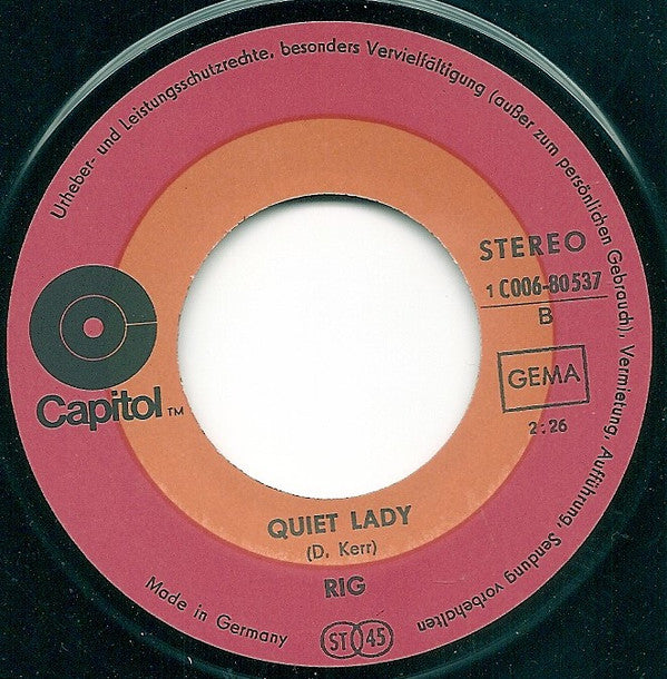 Rig (5) : Sister Liza Bookman / Quiet Lady (7")
