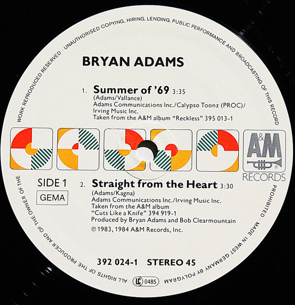 Bryan Adams : Summer Of '69 (12", Maxi)