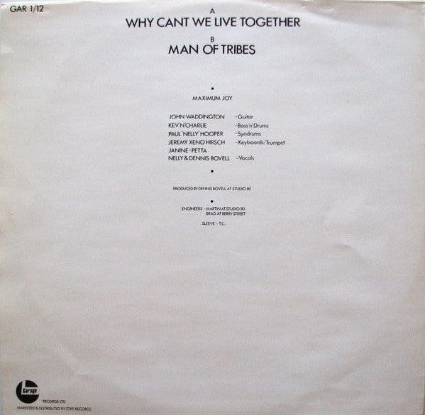 Maximum Joy : Why (Can't We Live Together) (12", Single)