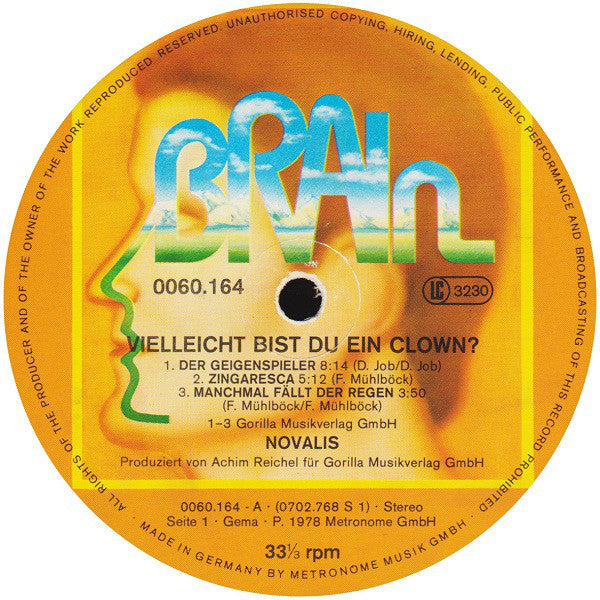 Novalis (3) : Vielleicht Bist Du Ein Clown? (LP, Album)