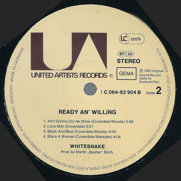 Whitesnake : Ready An' Willing (LP, Album)