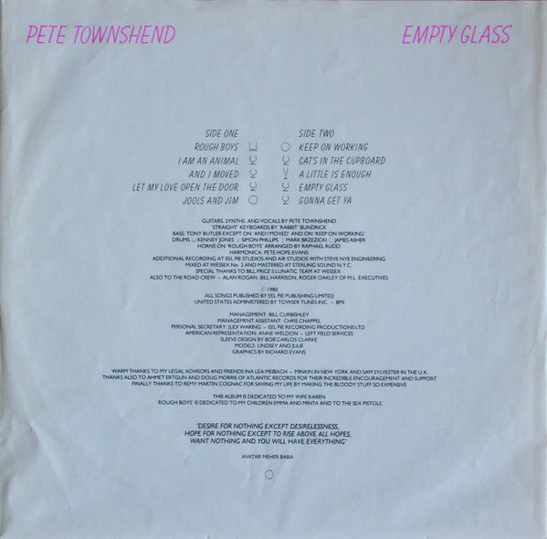 Pete Townshend : Empty Glass (LP, Album)