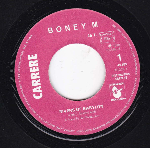 Boney M. : Rivers Of Babylon / Brown Girl In The Ring (7", Single, Pap)