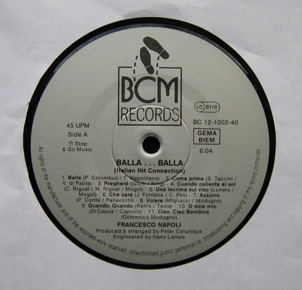 Francesco Napoli : Balla..Balla! - Italian Hit Connection (12", P/Mixed)