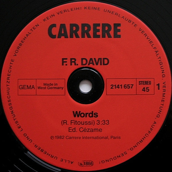 F.R. David : Words (12", Maxi)