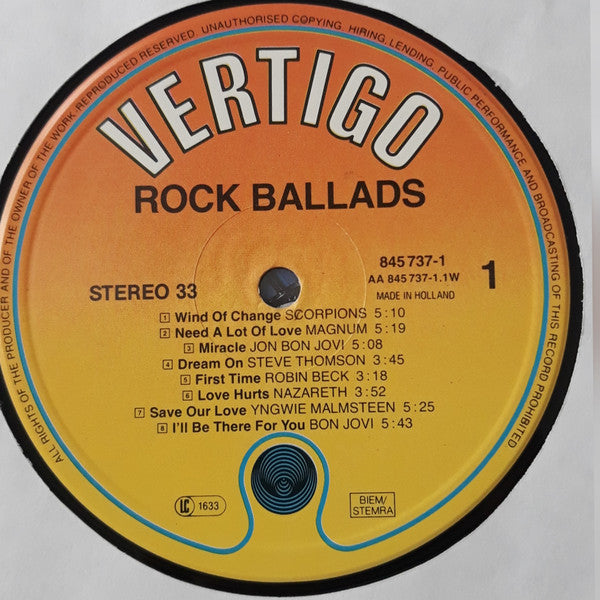 Various : Rock Ballads (LP, Comp)