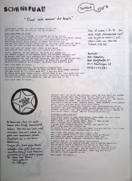 Schwoißfuaß : Oinr Isch Emmr Dr Arsch (LP, Album, Yel)