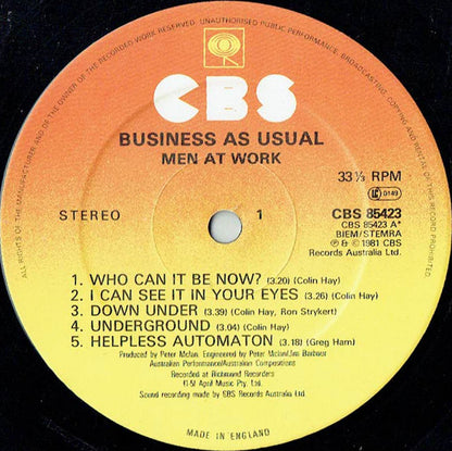 Men At Work : Business As Usual (LP, Album)