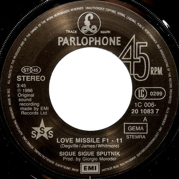 Sigue Sigue Sputnik : Love Missile F1-11 (7", Single)