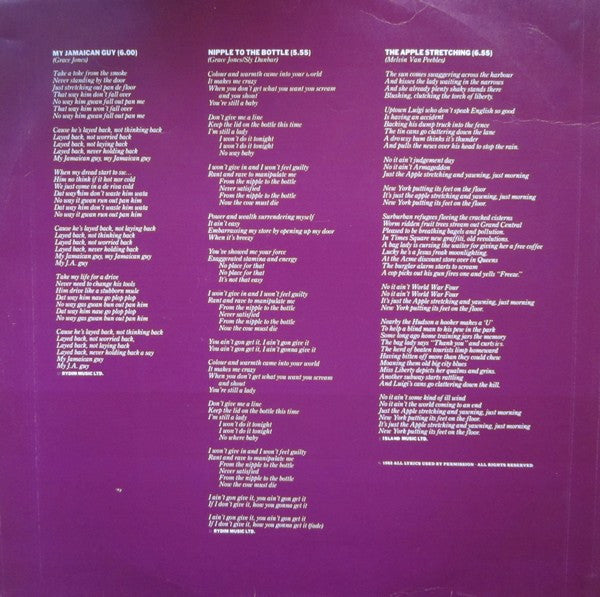 Grace Jones : Living My Life (LP, Album)