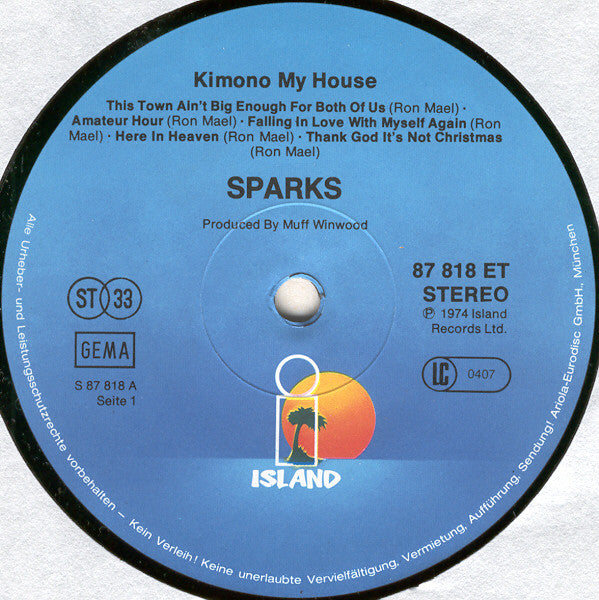 Sparks : Kimono My House (LP, Album, RP)