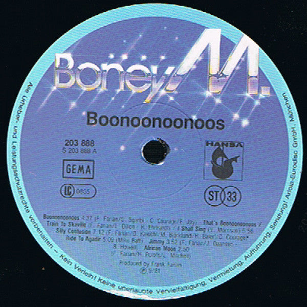 Boney M. : Boonoonoonoos (LP, Album, Hal)