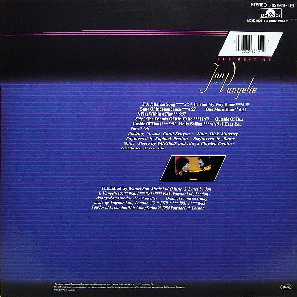 Jon & Vangelis : The Best Of Jon And Vangelis (LP, Comp)