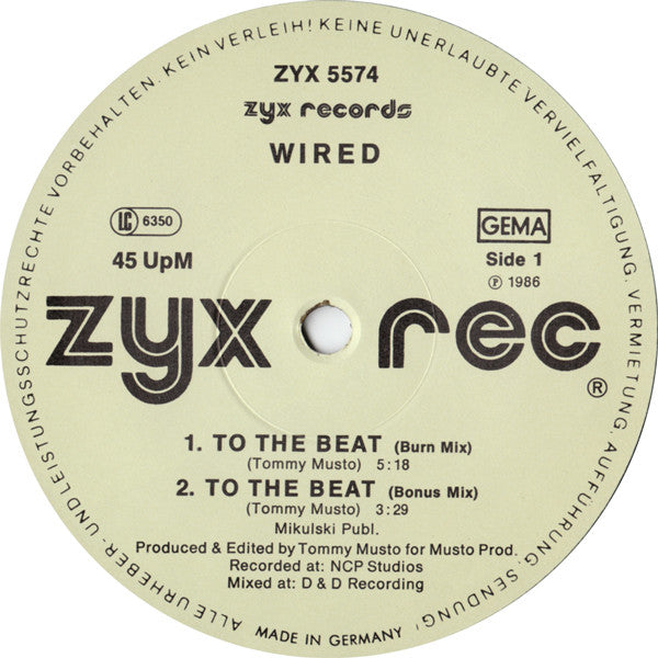 Wired (3) : To The Beat (12")