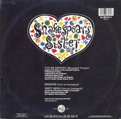 Shakespear's Sister : You're History (12", Single)