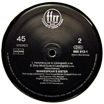 Shakespear's Sister : You're History (12", Single)