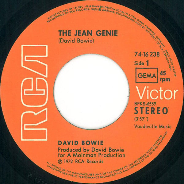 David Bowie : The Jean Genie (7", Single, RE)
