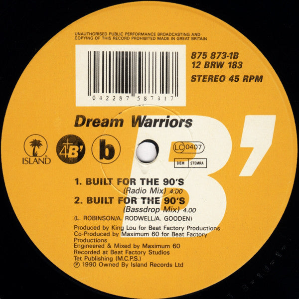 Dream Warriors : Wash Your Face In My Sink (12")