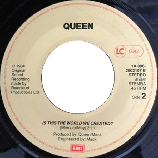 Queen : It's A Hard Life (7", Single)