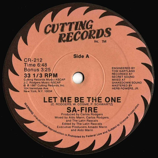 Safire : Let Me Be The One (12", Single)