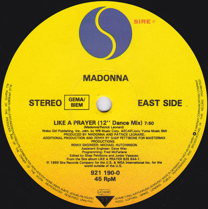 Madonna : Like A Prayer (12", Single, Rec)