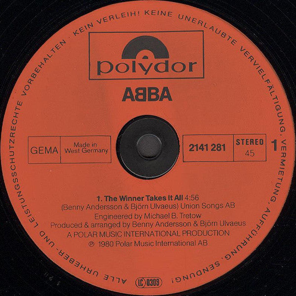 ABBA : The Winner Takes It All / Elaine (12", Maxi)