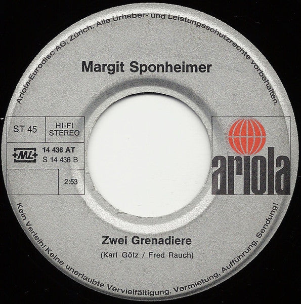 Margit Sponheimer : Am Rosenmontag Bin Ich Geboren (7", Single)