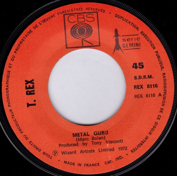 T•Rex* : Metal Guru / Lady (7", Single)