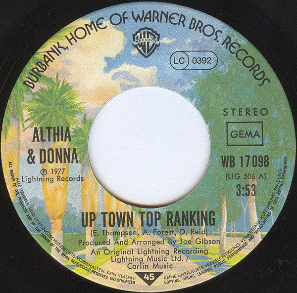 Althia & Donna* : Up Town Top Ranking (7", Single)
