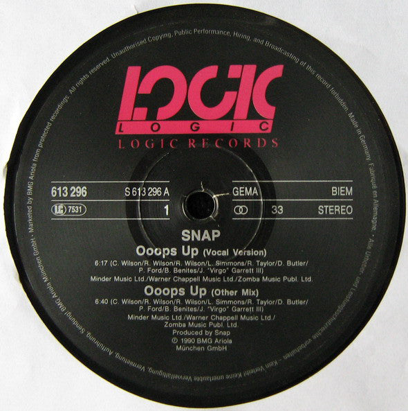 Snap! : Ooops Up (12")