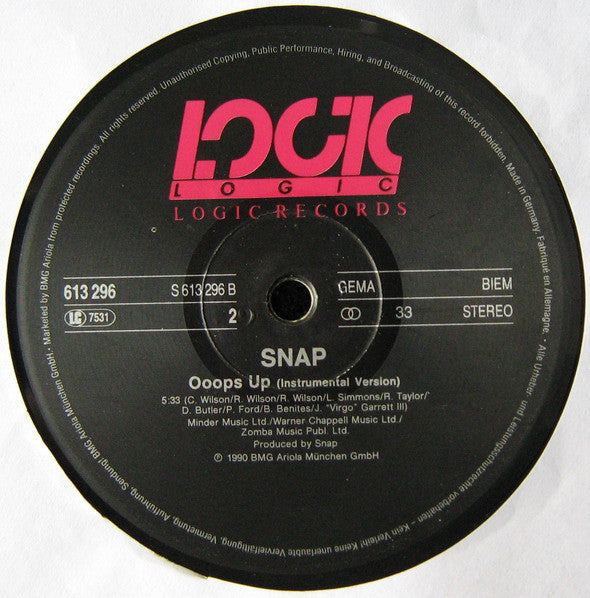 Snap! : Ooops Up (12")