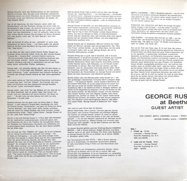 George Russell Sextet* Guest Artist - Don Cherry : At Beethoven Hall (LP, Album, RE, RP)