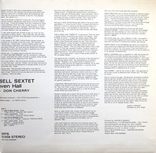 George Russell Sextet* Guest Artist - Don Cherry : At Beethoven Hall (LP, Album, RE, RP)