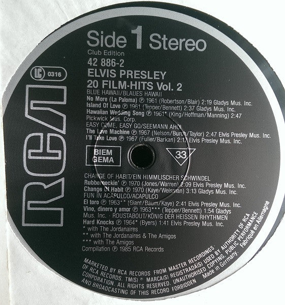 Elvis Presley : 20 Film-Hits - Vol. 2 (LP, Comp, Club)