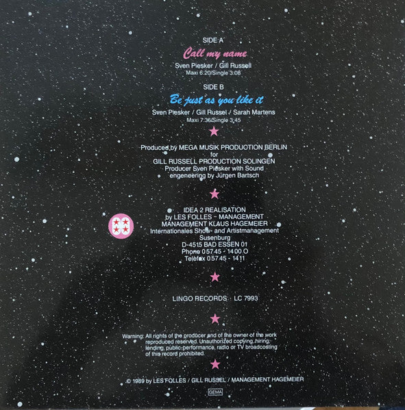 Les Folles : Call My Name (12", Maxi)