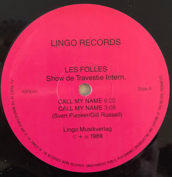 Les Folles : Call My Name (12", Maxi)