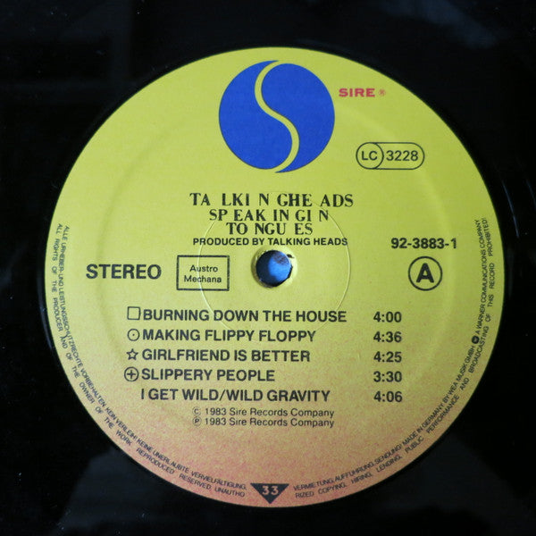 Talking Heads : Speaking In Tongues (LP, Album, DMM)