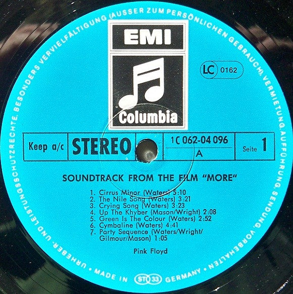 Pink Floyd : Soundtrack From The Film "More" (LP, Album, RE, EMI)